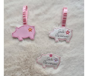 Stickserie ITH - Anhänger Glücksschwein Schwein